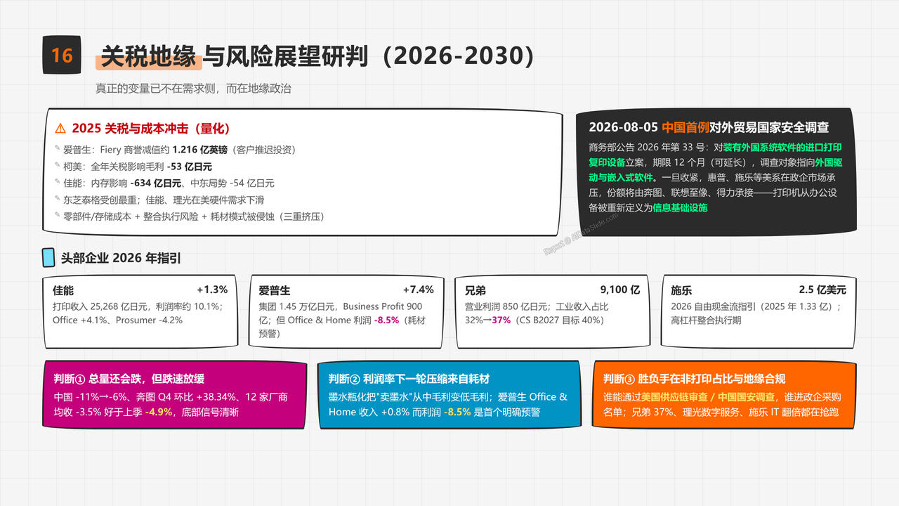 全球办公打印机产业五年发展与现状研究报告2021-2026 - 关税地缘与风险展望研判