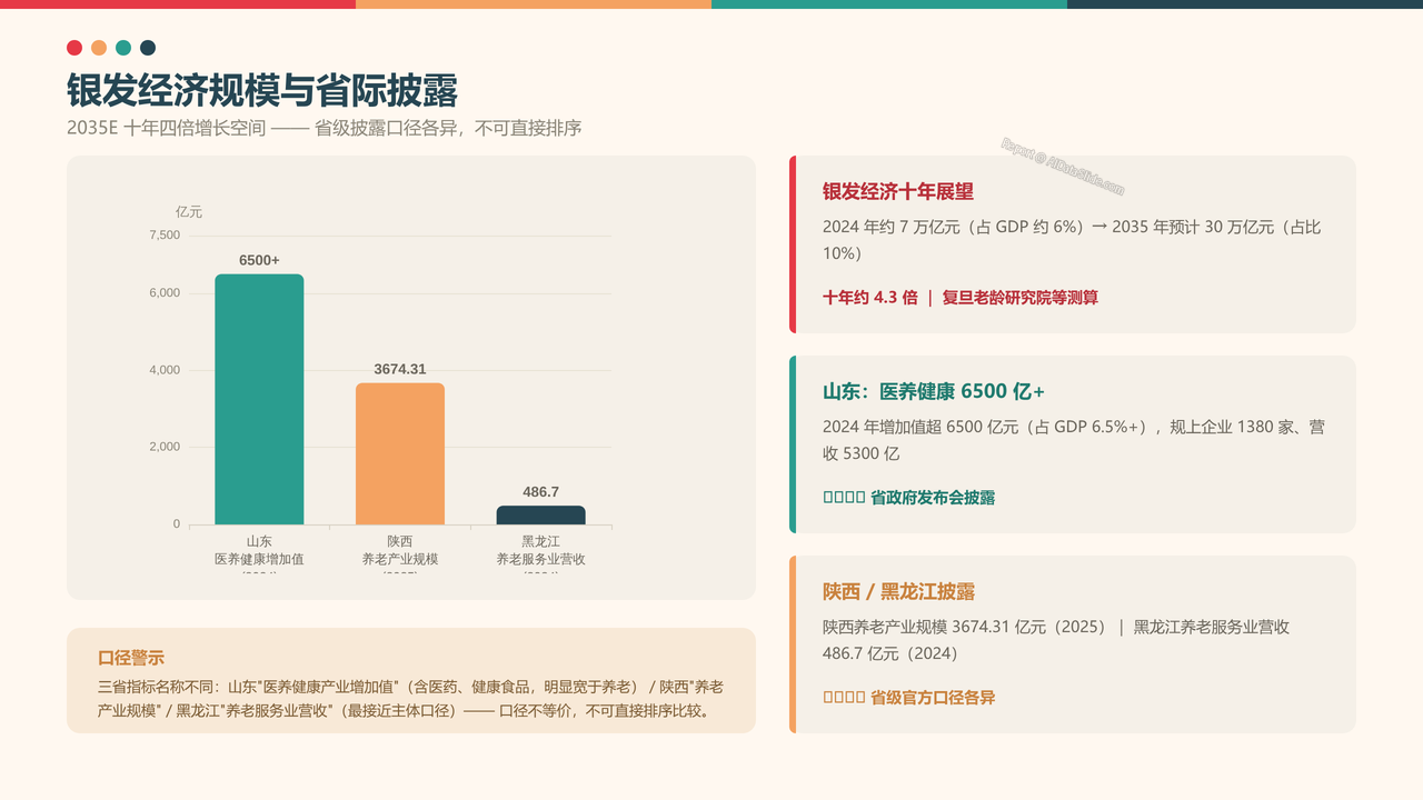 全国养老行业从业人员与产值十年（2015-2025）对比分析分析报告 - 银发经济规模与省际披露