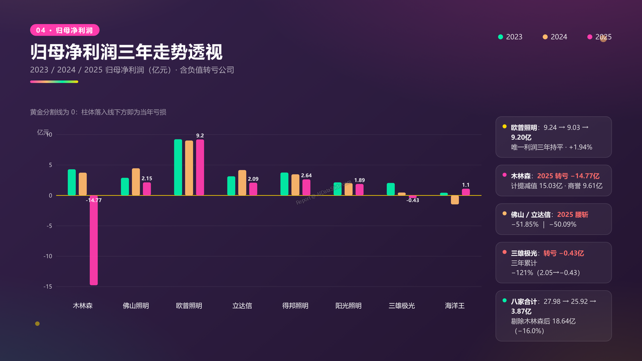 中国灯饰生产头部企业近三年财务报告数据分析报告 - 归母净利润三年走势透视