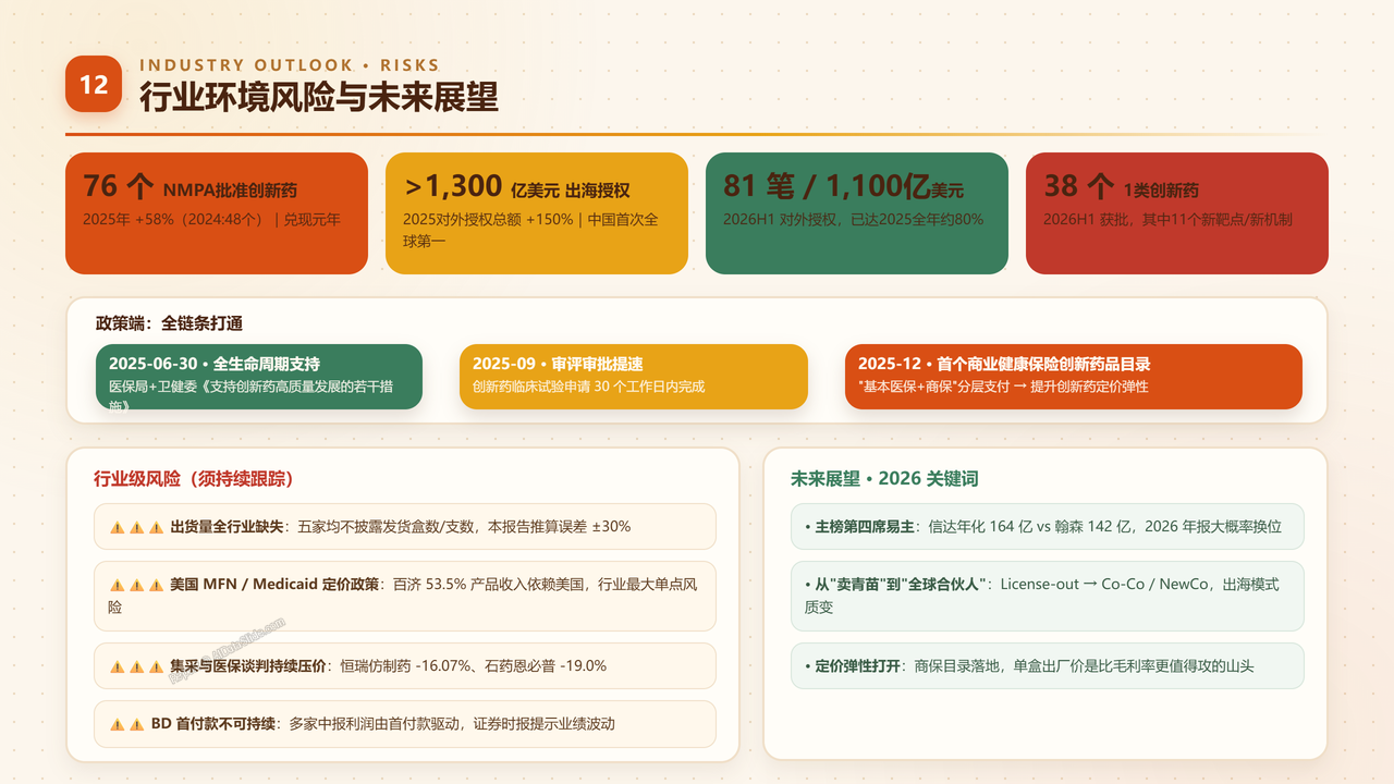 中国医药创新药产业四强2025财年出货量与出货价值对比分析报告 - 行业环境风险与未来展望