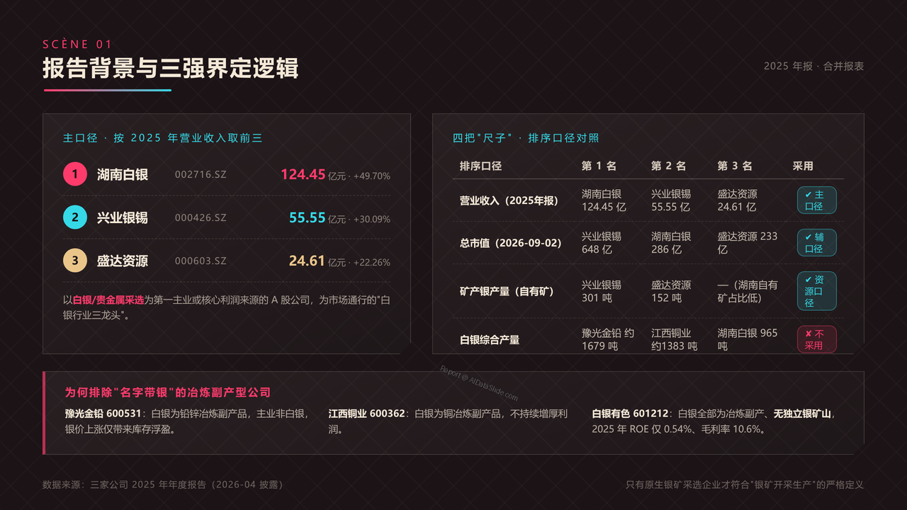 中国银矿上市公司三强2025年报财务对比分析报告 - 报告背景与三强界定逻辑