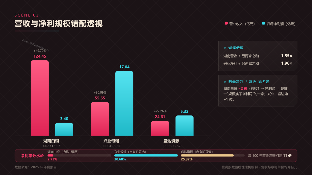 中国银矿上市公司三强2025年报财务对比分析报告 - 营收与净利规模错配透视