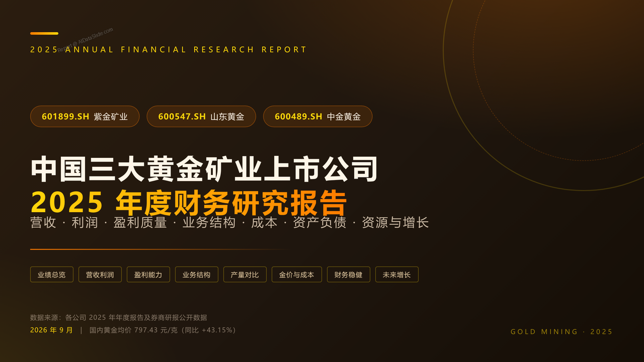 中国三大黄金矿业上市公司2025年度财务研究报告 - 封面