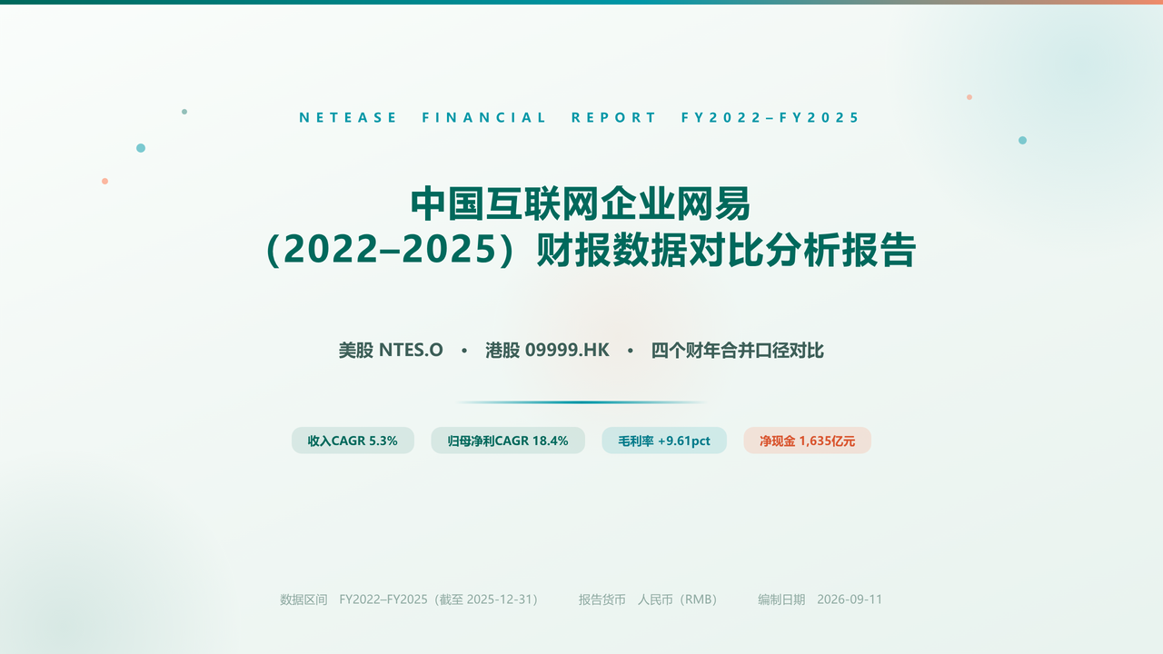 中国互联网企业网易(2022-2025)财报数据对比分析报告 缩略图
