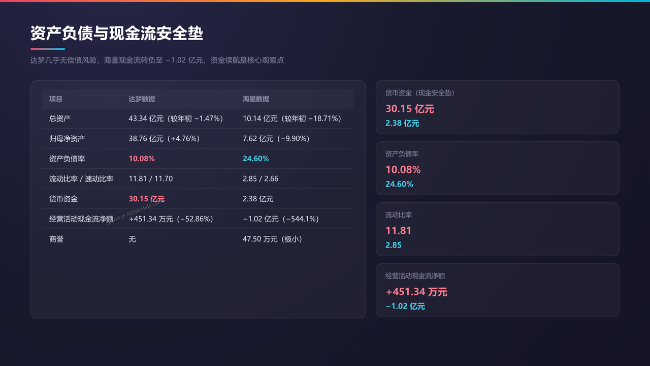 武汉达梦数据库vs北京海量数据-财报对比分析报告20260930 - 资产负债与现金流安全垫