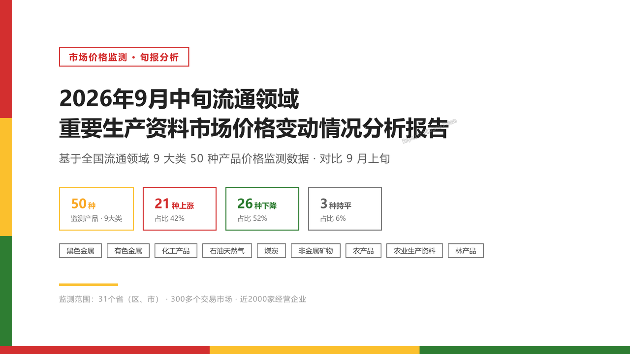 2026年9月中旬流通领域重要生产资料市场价格变动情况分析报告 - 封面