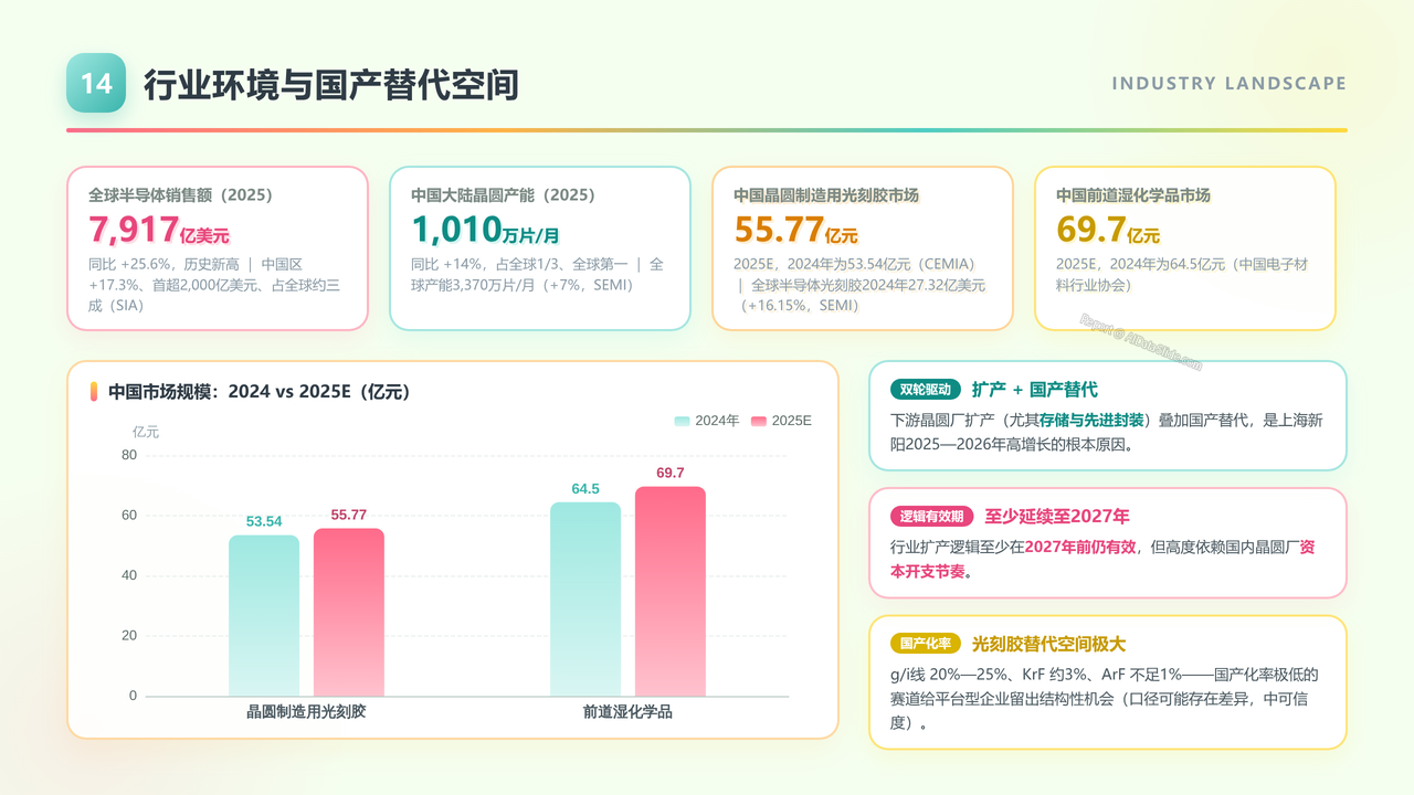 光刻胶企业-上海新阳（300236）企业发展与财报分析报告-2022-2026H1 - 行业环境与国产替代空间