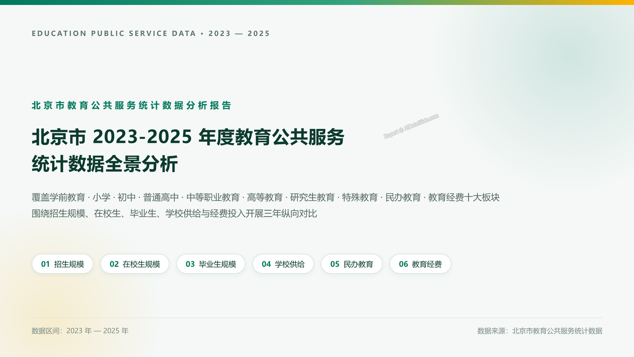 北京市2023-2025年度教育公共服务统计数据分析报告 - 00 封面